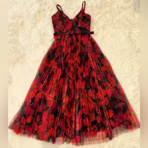 NEW Hutch Joanna Moody Orchids Pleated Belted Sleeveless Gown Sz 2 thumbnail 4