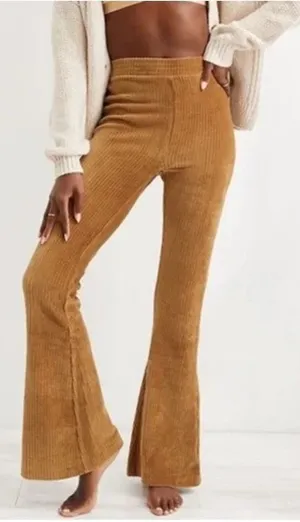 AERIE High Rise Velvety Ribbed Bell Bottom Flare Pants Lounge Pants Size M thumbnail 1