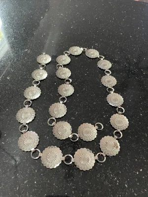 Engraved Concho Chain Belt Silver Tone thumbnail 9