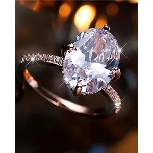 NEW‎ Women's 6Ct Yellow Gold Plated Silver Oval Simulated Diamond Ring thumbnail 6