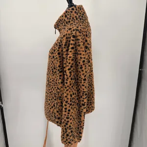 Billabong Faux Fur Leopard Pullover 1/2 Half Zip Sweater Size XL thumbnail 4
