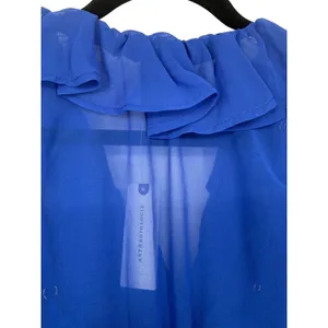 NWT Anthropologie Long Sleeve Ruffled Asymmetric Midi Dress Blue‎ Sz XS Feminine thumbnail 10