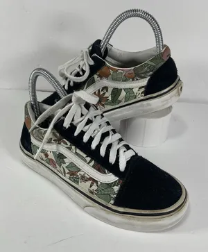 Vans Old Skool Floral Tropical Black Suede Canvas Sneakers Women's 5 / Men's 3.5 thumbnail 1