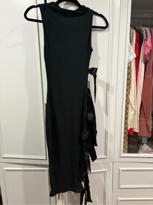 BNWT Skims Cloud Bow Sleeveless Midi Dress Onyx XXS thumbnail 8