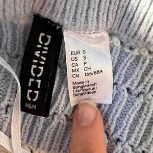 H&M Baby Blue White Knit Cotton Blend Striped Sweater Nautical Preppy Cute Sz Small thumbnail 5