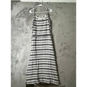 Garnet Hill Cotton Jacquard Woven Maxi Dress Black White Boho Southwest Size 8‎ thumbnail 2