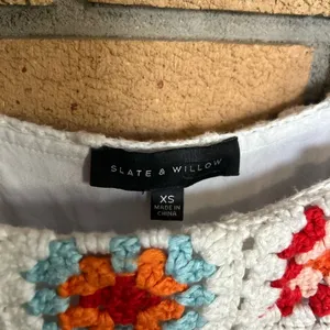RTR Slate & Willow Crochet White Tiered Maxi Dress Size XS READ** thumbnail 3