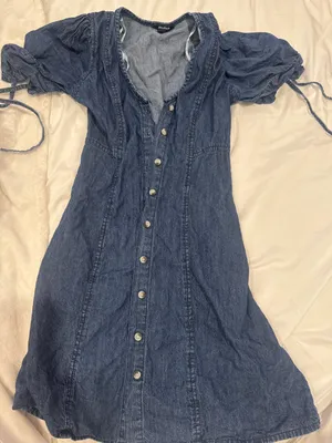 Denim short sleeve dress button up thumbnail 1