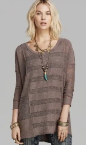 Free People Wild horses brown Henley tunic top thumbnail 1