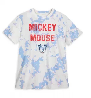 Disney Parks Vintage‎ Look Mickey Mouse Tie Dye Red White Blue Tee NEW XS thumbnail 1