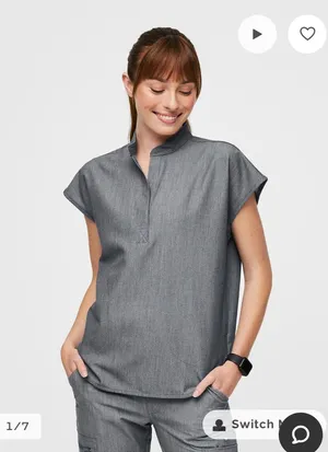 FIGS Rafaela Scrub Top Graphite thumbnail 1