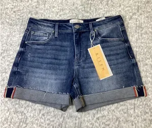 Risen Jeans Cuffed Mid Rise Denim Shorts Medium Wash RDS6459 Size L NWT thumbnail 1