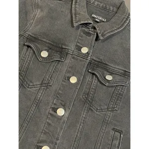 J Crew Mercantile Women's Size XXS Black Denim Jacket‎ in Distressed Wash S-306 thumbnail 2