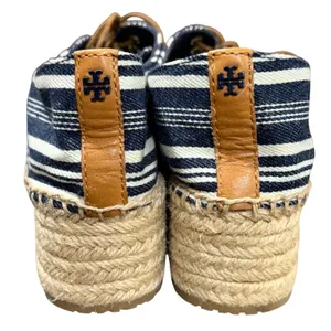 Tory Burch Florence Platform Espadrilles Women 9 Blue White Striped Canvas Shoes thumbnail 7