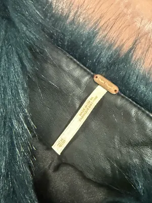 free people faux fur Dark green coat thumbnail 3