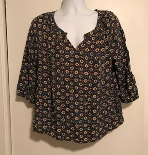 Lucky Brand Blue Floral Peasant Blouse thumbnail 1