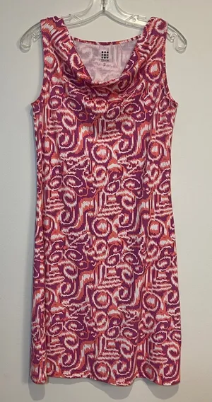 Title Nine Dress Sleeveless Cowl Neck Pink Orange Geometric‎ Womens Small thumbnail 1