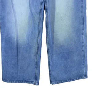 Womens High Rise Pleated Wide Leg Jeans Faded Blue Denim Trousers Size M thumbnail 3