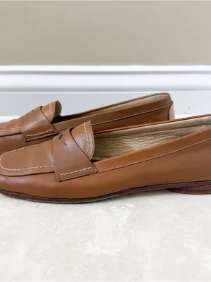 Coach Shari Nappa Camel Natural Tan Vacchetta Leather Slip On Penny Loafer 7.5 B thumbnail 2