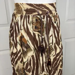 Vintage Leslie Fay Safari zebra print cotton midi skirt thumbnail 2
