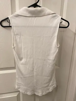 Theory White Ribbed Polo Tank thumbnail 2