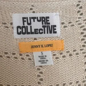Future Collective Jenny Lopez Cream Pointelle Cardigan Size Small thumbnail 5