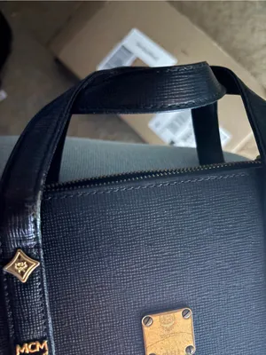 MCM Black Leather Satchel with Gold Hardware thumbnail 9