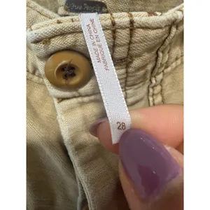 Free People Tan Distressed Utility Pants Frayed Hem Canvas Straight Leg Size 28 thumbnail 4