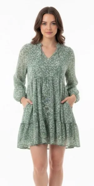 Jodifl green ditsy floral boho dress size small thumbnail 1