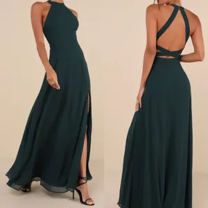 NWOT Lulus Size 1X Confidently Charismatic Emerald Backless Halter Maxi Dress thumbnail 2
