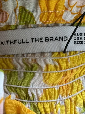 Faithfull The Brand Nora Midi Dress Jolene Floral Print XS Yellow Pink Green NWT thumbnail 6