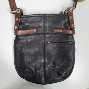 Vintage B Makowsky Pebbled Leather Crossbody Womens Black Bridle Buckle Logo thumbnail 6