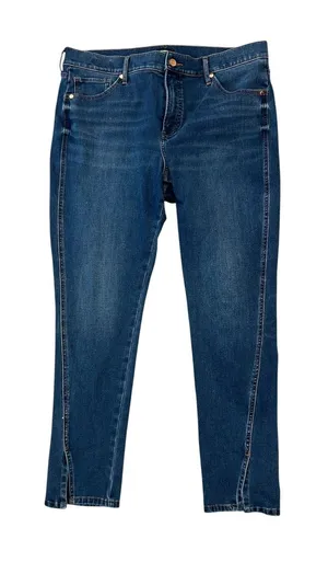 Express Skinny Mid Rise Jeans Medium Wash Ankle Slit Blue Denim 14R thumbnail 1