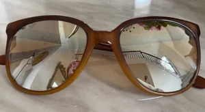 Vintage 80s Ray Ban Brown Polarized Yellow Mirror Lens Round Eye Sunglasses thumbnail 1