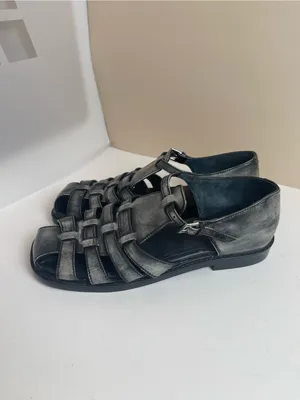 Free People Willow leather fisherman flat sandals distressed black Gladiator 8 thumbnail 11