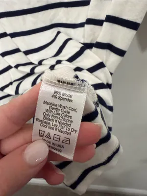 Amour Vert White Navy Striped‎ Modal T-Shirt Size Medium thumbnail 3