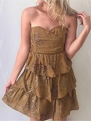 Anthropologie Moulinette Soeurs Tiered Babydoll Strapless 100% Silk Dress Size M thumbnail 1