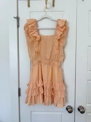 Love Shack Fancy Dress Ruffle Mini Orange thumbnail 4