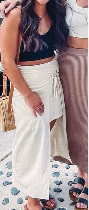Pink Lily Linen Wrap Skirt thumbnail 1