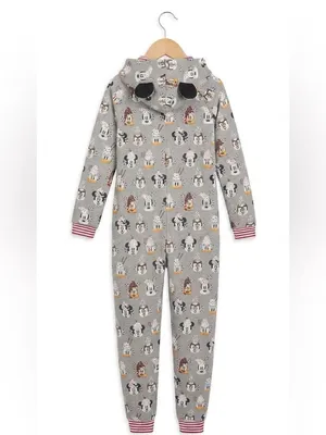 Disney Mickey Mouse Friends Holiday treats One-Piece Pajama hood ears adult XXL thumbnail 3