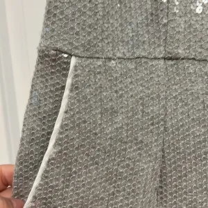 NWT ANTHROPOLOGIE‎ Claudette Sequin T-Shirt Knit Romper Jumpsuit Silver 0 thumbnail 4