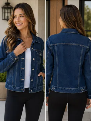 Old Navy Dark Blue Denim Jean Jacket thumbnail 2