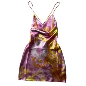 ASOS Design Summer Pink Pop Floral Satin Cowl Neck Mini Dress Size Small thumbnail 7