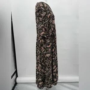 ba&sh Cherry Midi Shift Dress Babydoll V-Neckline Brown Floral Women’s US 6 thumbnail 10