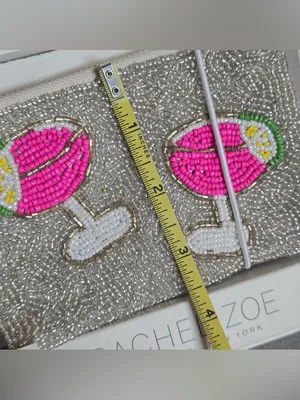 Rachel Zoe Silver Viral Beaded Martini Coin Purse Card Case & Charm Gift Set thumbnail 3