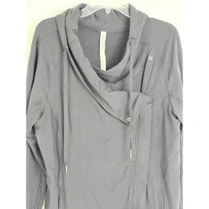 Lululemon Black Wrap Jacket Cowl Neck Asymmetrical Zip Size 12 thumbnail 2