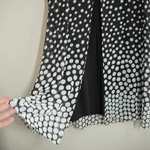Jessica Howard Shift Dress 18W Black‎ White Polka Dot Ombre Chiffon Sleeveless thumbnail 8