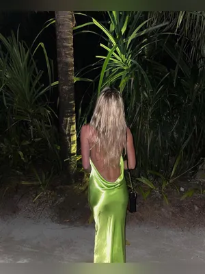 Rat & Boa Green Satin Midi Dress Sz M thumbnail 2
