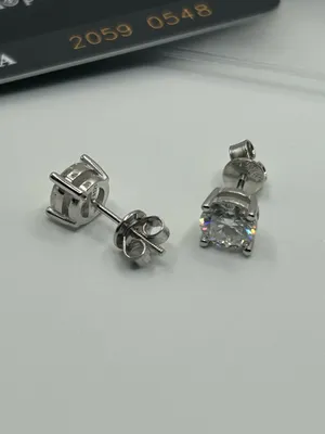 Diamond Co. Diamond Earrings 6.5mm New 925 Silver Passes Test VVS1 D Screw back Unisex thumbnail 3