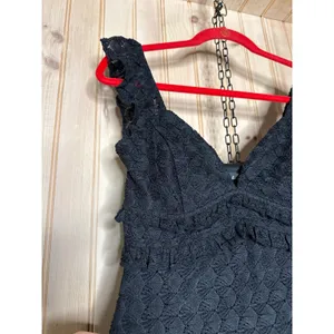 NWT Lulus Melosa Black Textured Ruffled Mini Dress LBD Sheath Party Resort Sz S thumbnail 4